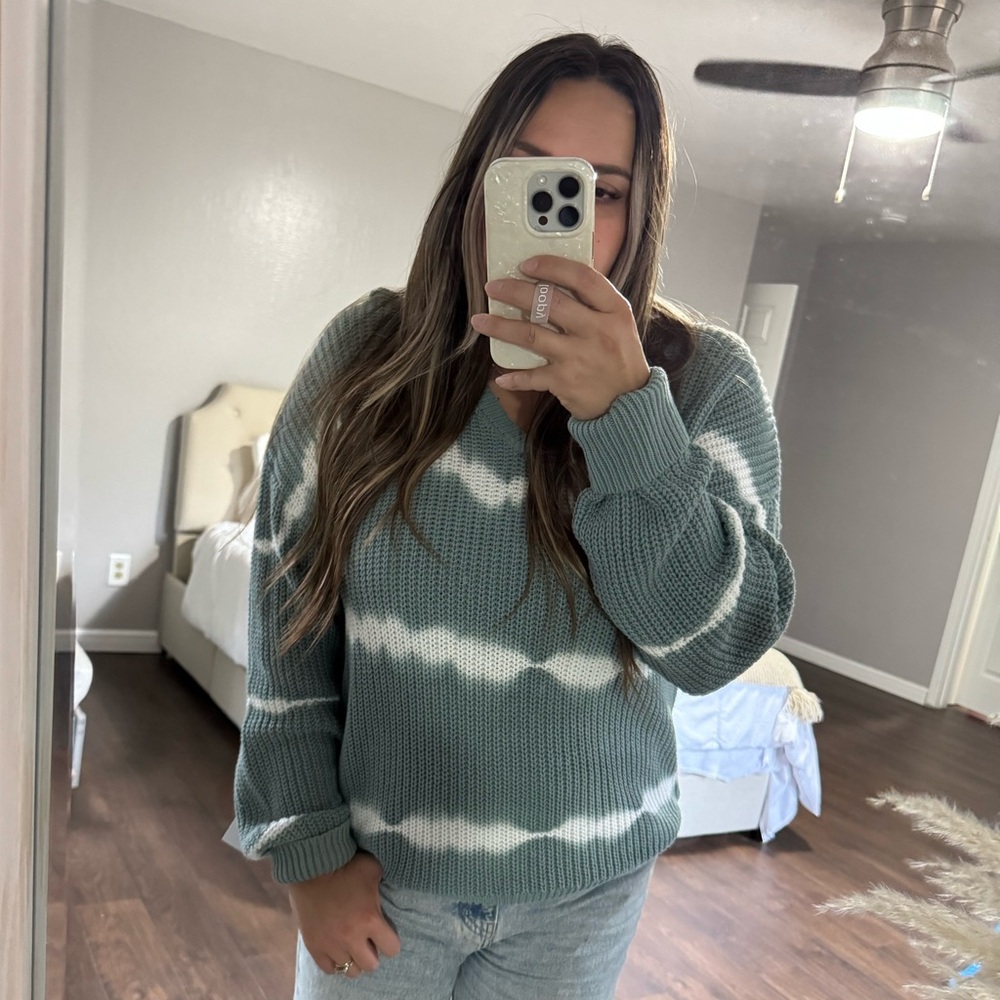 Blue and White Tie-Dye Sweater